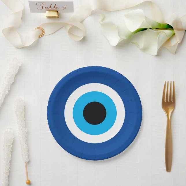 Assiettes En Carton Plaques de papier rond Blue Evil Eye pour la fête  (Mariage)