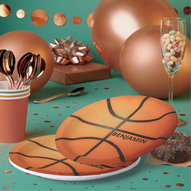 Assiettes En Carton Plaques de papier rond de 9 po de basket-ball pers (Multi)