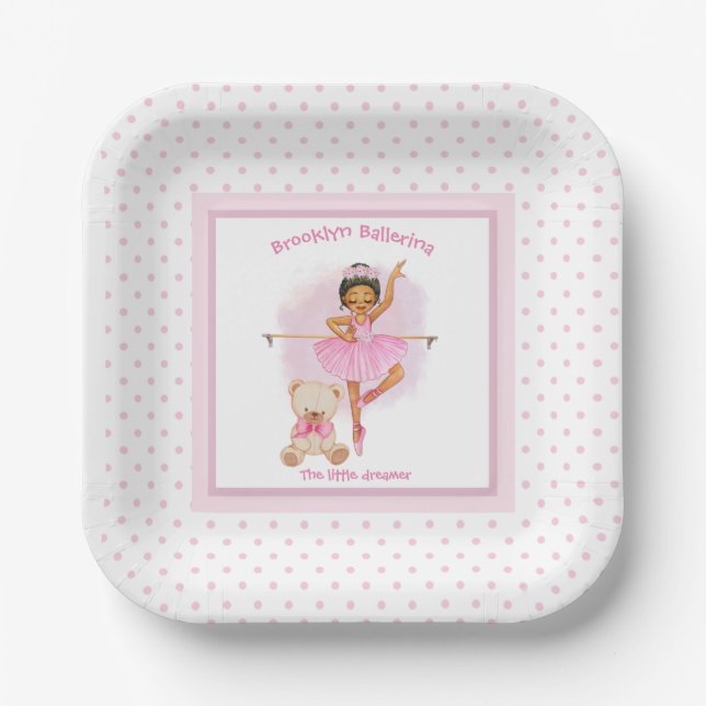 Assiettes En Carton Plaques de papier rose Ballerina Baby (Recto)