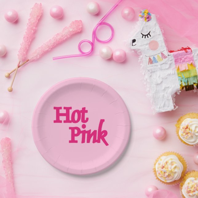 Assiettes En Carton Plaques de papier rose chaud (Fête)