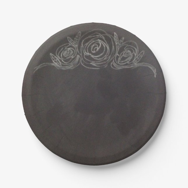 Assiettes En Carton Plaques de papier Rose de tableau noir (Devant)