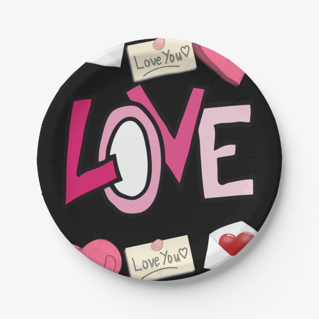 Assiettes En Carton Plaques de papier Saint-Valentin (Devant)