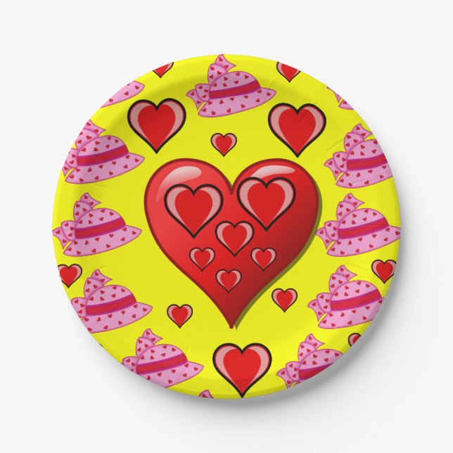 Assiettes En Carton Plaques de papier Saint-Valentin (Devant)