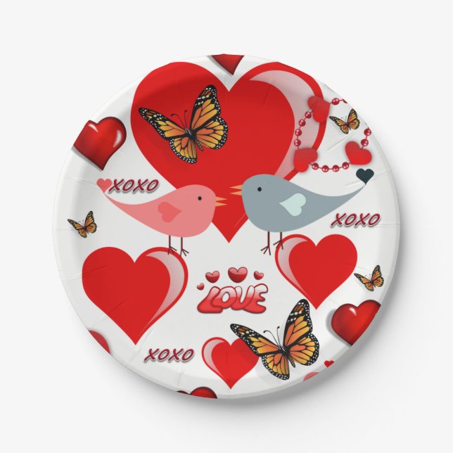 Assiettes En Carton Plaques de papier Saint-Valentin (Devant)