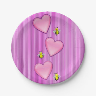 Assiettes En Carton Plaques de papier Saint Valentin, Bee