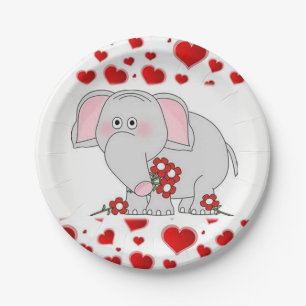 Assiettes En Carton Plaques de papier Saint Valentin Eléphant