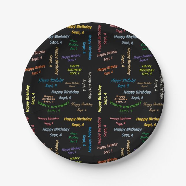 Assiettes En Carton Plaques de papier Septembre, 4 Anniversaire (Devant)