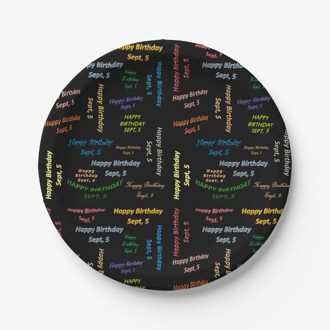 Assiettes En Carton Plaques de papier Septembre, 5 Anniversaire (Devant)