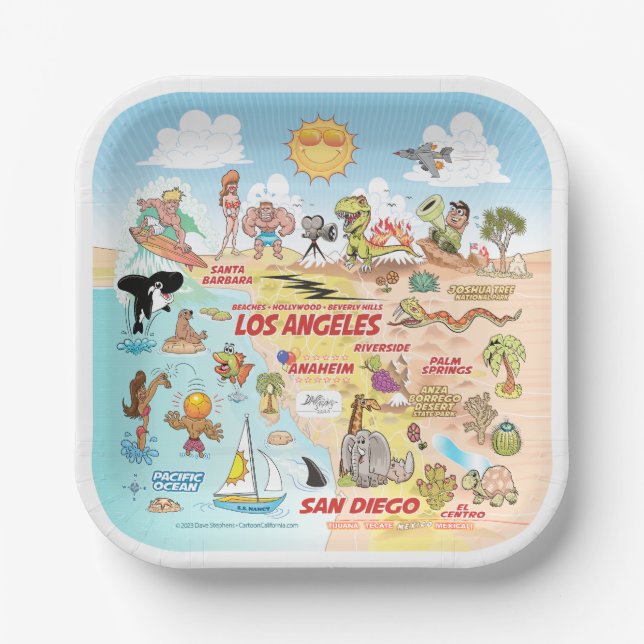 Assiettes En Carton Plaques de papier SoCal mignonnes (Recto)