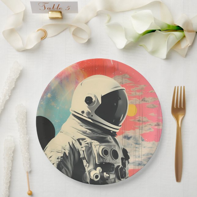 Assiettes En Carton Plaques de papier spatial Abstrait astronaute (Mariage)