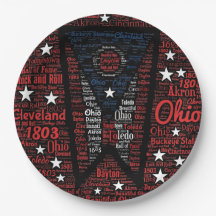 Plaques de papier State of Ohio Buckeyes 9"
