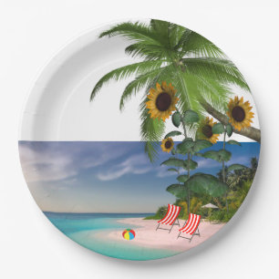 Assiettes En Carton Plaques de papier Sunflower Beach