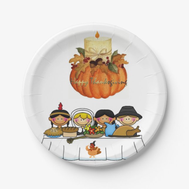 Assiettes En Carton Plaques de papier Thanksgiving (Devant)