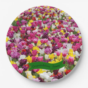 Assiettes En Carton Plaques de papier Tulipes multicolores