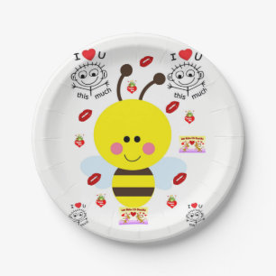 Assiettes En Carton Plaques de papier Valentine's Day Bumblebee