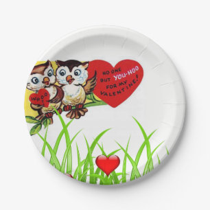 Assiettes En Carton Plaques de papier Valentine's Day Owl Vintage