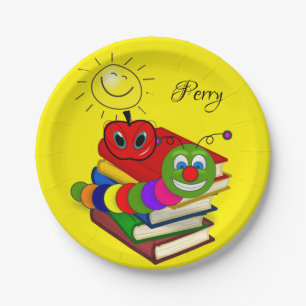 Assiettes En Carton Plaques de papier, ver de livre Apple Yellow Sun