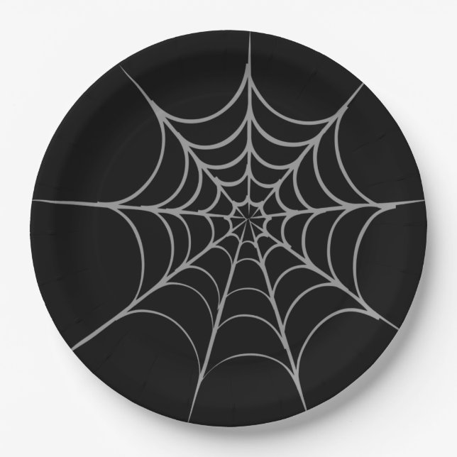 Assiettes En Carton Plaques de papier Web gothique Halloween Spider (Devant)