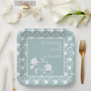 Assiettes En Carton Plaques de papier Wedding shower Rose turquoise