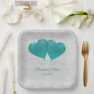 Assiettes En Carton Plaques de papier Wedding shower turquoise pour ba