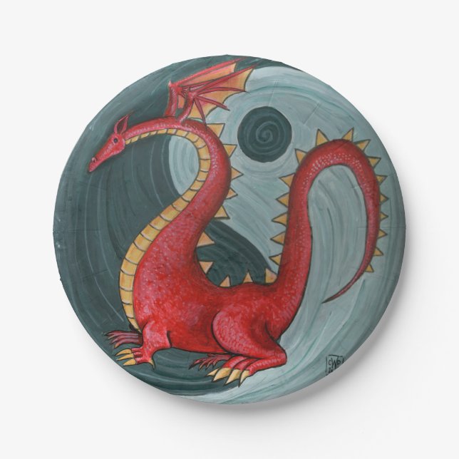 Assiettes En Carton Plaques de papier Ying-Yang Dragon (Devant)