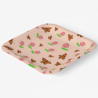 Assiettes En Carton Plaques de papillon de l'algue et du monarque