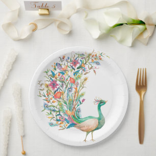 Assiettes En Carton Plaques d'illustration Peacock Vintage