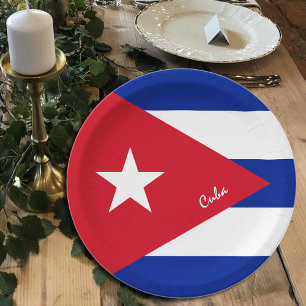Assiettes En Carton Plaques Drapeau Cubain, fête, sports, Cuba