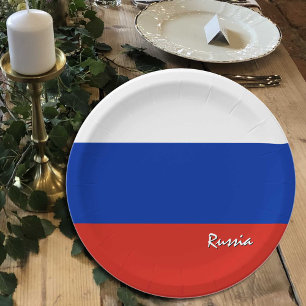 Assiettes En Carton Plaques Drapeau russe, fête, sport, Russie