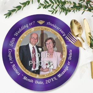 Assiettes En Carton Plaques du 50e anniversaire personnalisées, avec P