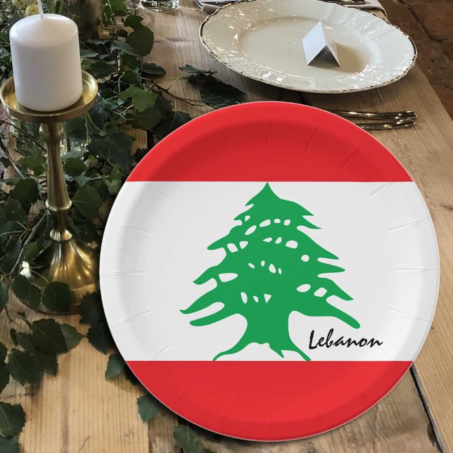 Assiettes En Carton Plaques du drapeau libanais, fête, sports, Liban (Créateur téléchargé)