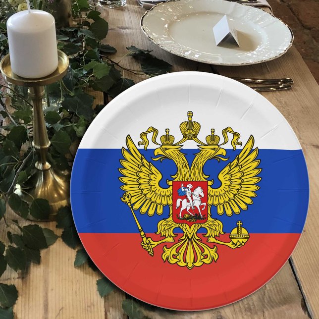 Assiettes En Carton Plaques du drapeau russe, fête, sports / Russie (Créateur téléchargé)
