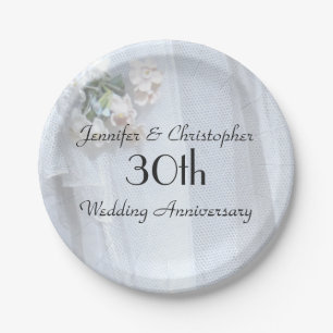 Assiettes En Carton Plaques en dentelle vintage 30e anniversaire Maria