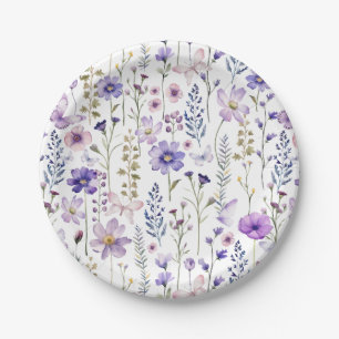 Assiettes En Carton Plaques en papier à ressort Fleurs sauvages pourpr