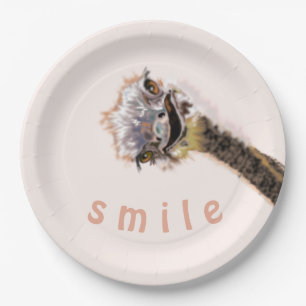 Assiettes En Carton Plaques en papier amusantes avec autruche jouée -