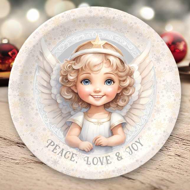Assiettes En Carton Plaques en papier Angel de Noël (Cute Christmas Angel Paper Plates)