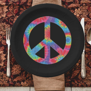 Assiettes En Carton Plaques en papier arc-en-ciel de la paix 60s soixa