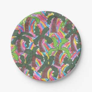 Assiettes En Carton Plaques en papier arc-en-ciel Palm Tree