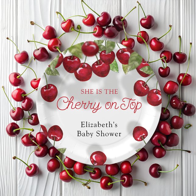 Assiettes En Carton Plaques en papier Baby shower de cerisier doux Ber (Créateur téléchargé)