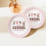Assiettes En Carton Plaques en papier Baby shower de l'Ouest rose<br><div class="desc">Une petite cowgirl est en route ! Baby shower à thème Western Cowgirl rose avec plaid rose.</div>
