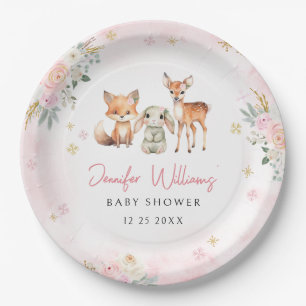 Assiettes En Carton Plaques en papier baby shower d'hiver en or rose