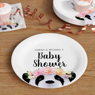 Assiettes En Carton Plaques en papier Baby shower Panda Floral Cute