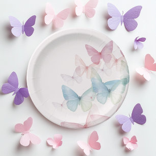 Assiettes En Carton "Plaques en papier Baby shower papillon"