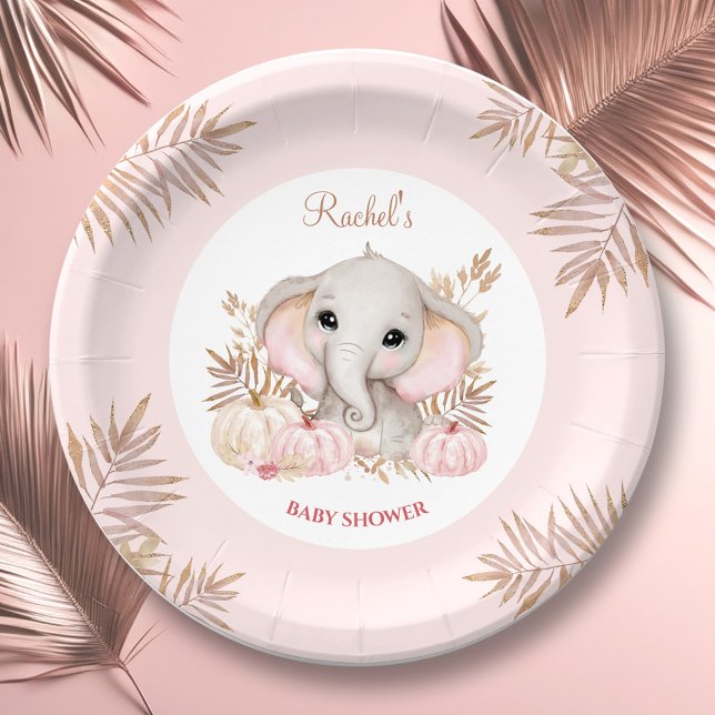 Assiettes En Carton Plaques en papier Baby shower pour filles automnal (Fall Girl Baby Shower Paper Plates)