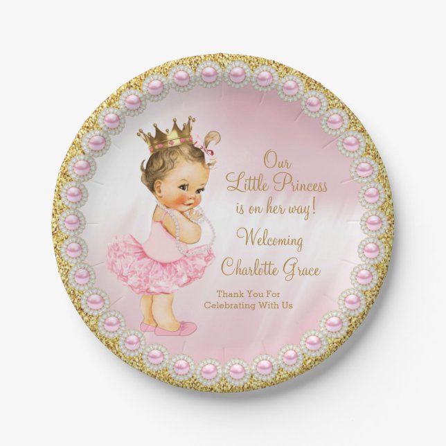 Assiettes En Carton Plaques en papier Baby shower Princess (Devant)