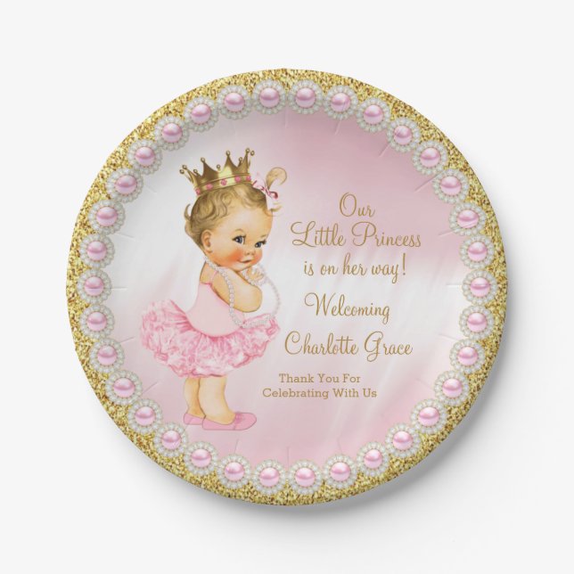 Assiettes En Carton Plaques en papier Baby shower Princess (Devant)
