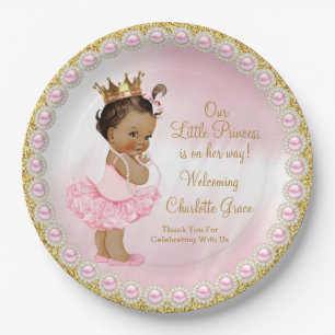 Assiettes En Carton Plaques en papier Baby shower Princess en or rose