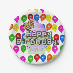Assiettes En Carton Plaques en papier, Ballons de cupcake d'anniversai