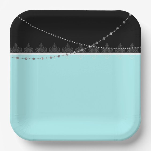 Assiettes En Carton Plaques en papier bleu et noir (Recto)