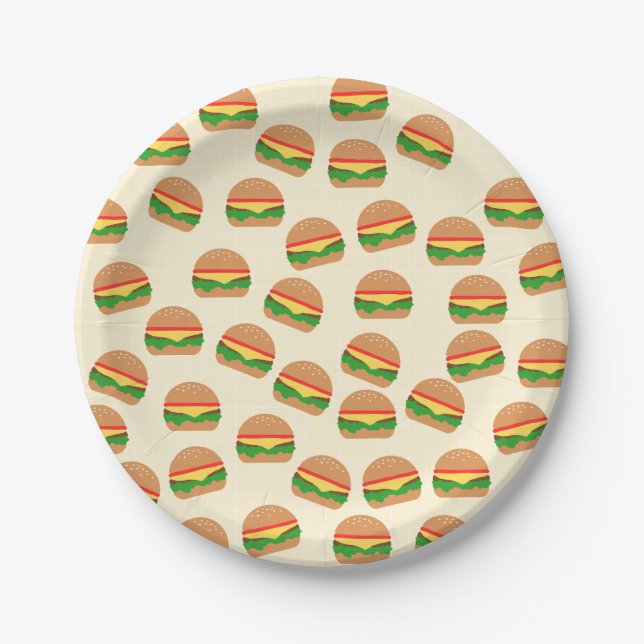 Assiettes En Carton Plaques en papier Burger Cute (Devant)